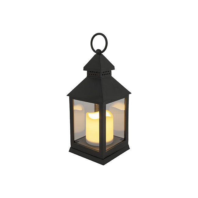 Black vintage lantern with LED candle (with Battery) for Rent