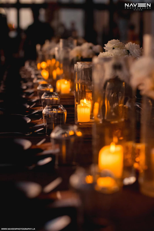 Beaker and Candle table deco