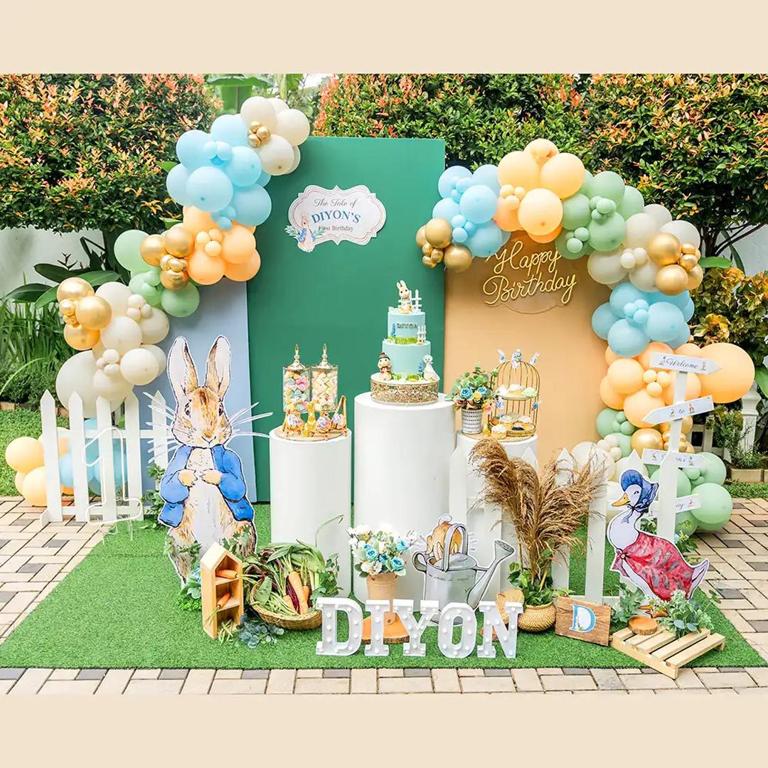 Peter Rabbit Theme Fence Vegetable Boy 1st Birthday