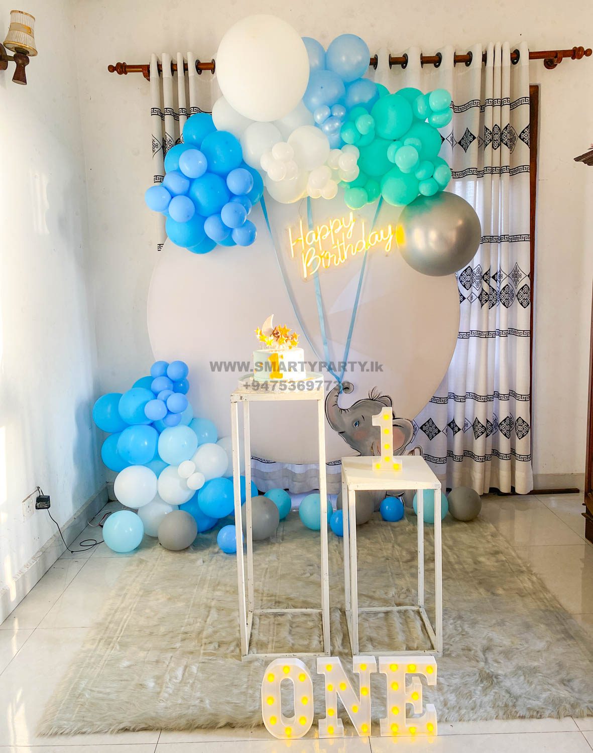 Baby Elephant Theme 1st Birthday Boy