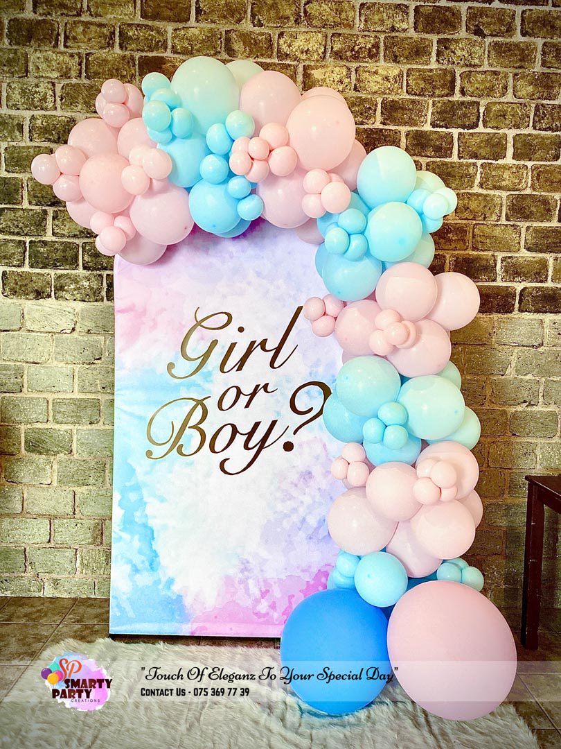 Gender Reveal Girl or Boy Pink Blue Gold Baby Flex