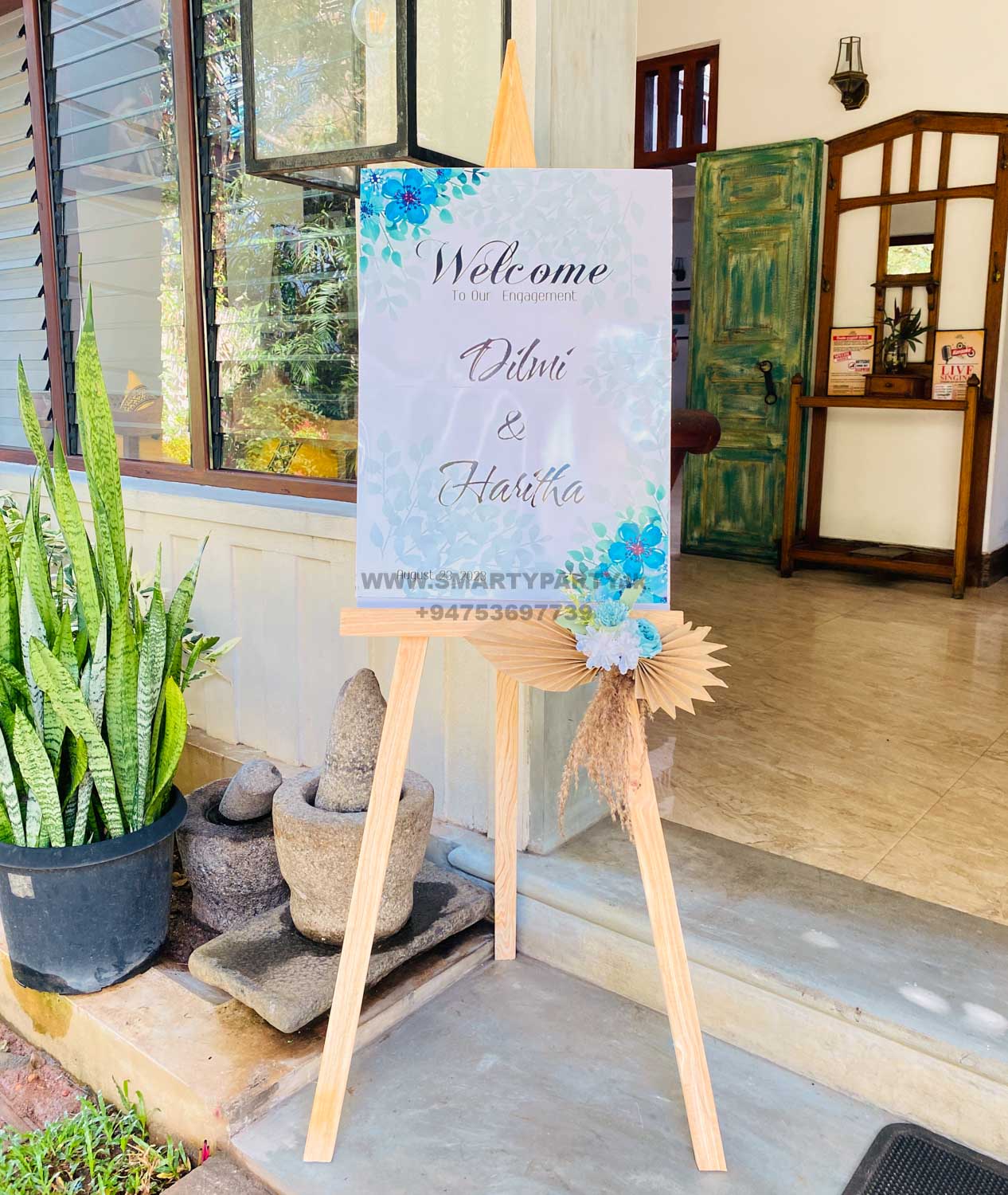 Engagement Welcome Board White Flower