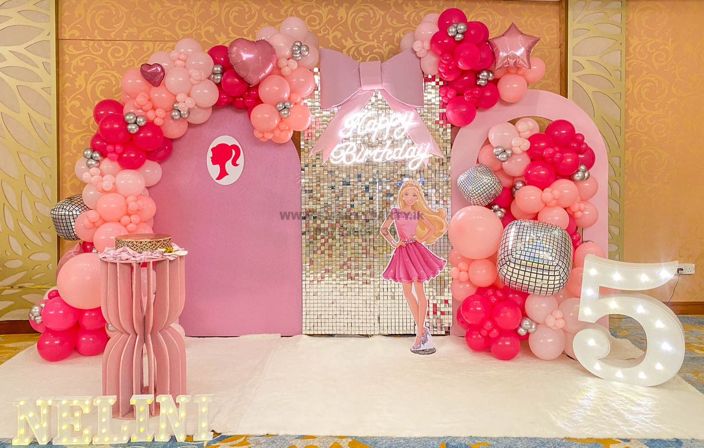 Barbie Theme with shimmer wall 5th Birthday