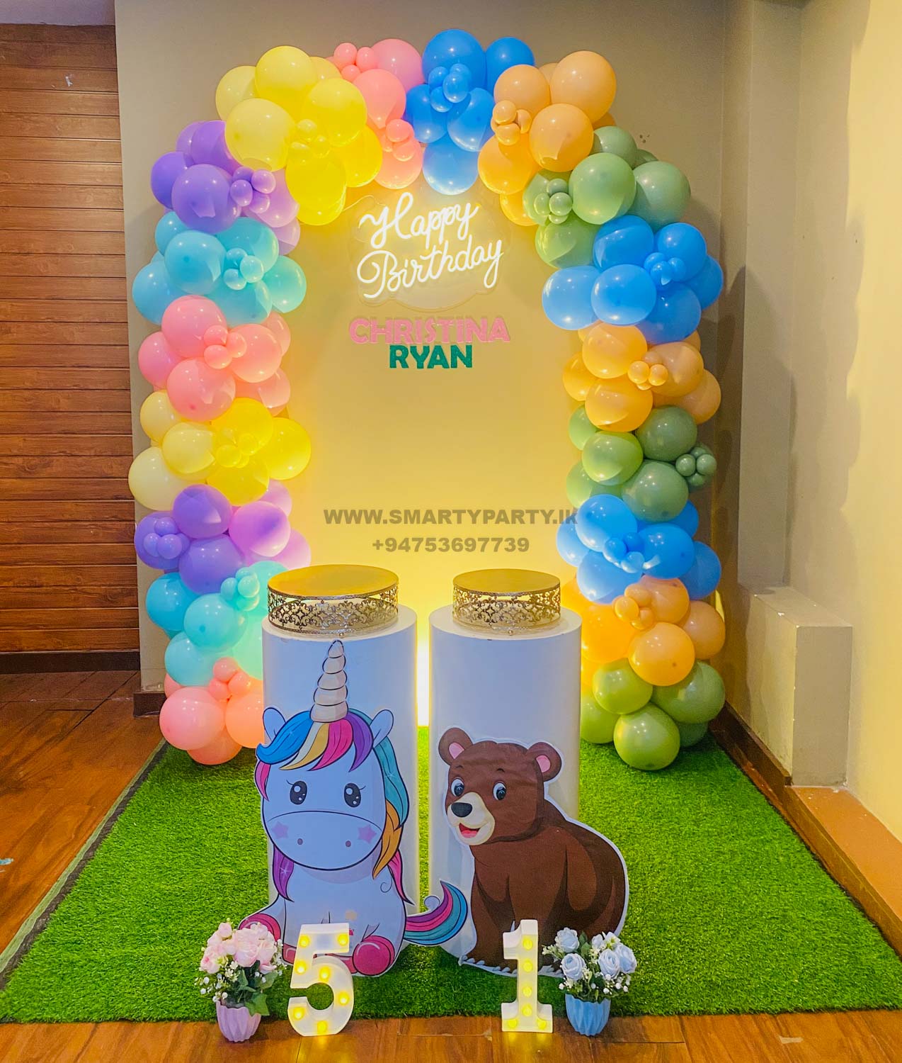 Unicorn and Bear Theme combining Theme Birthday Decoration