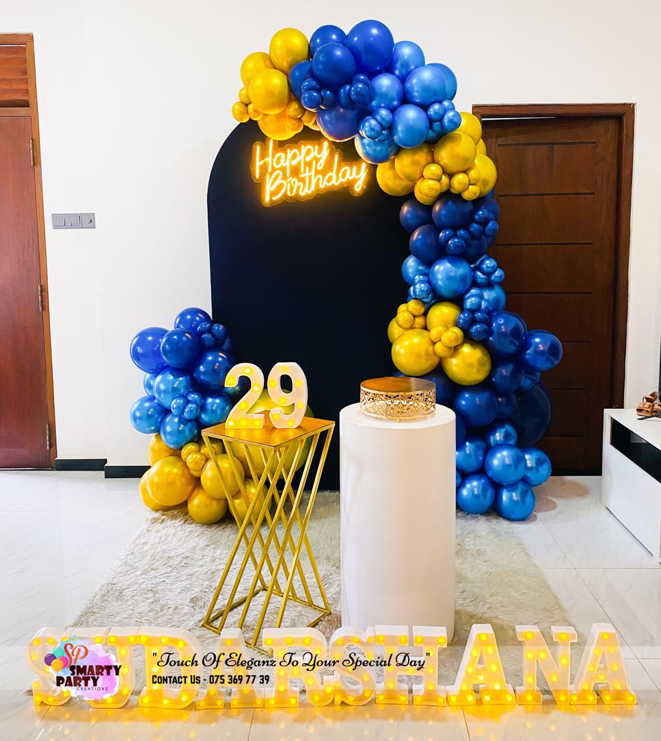 Blue Gold 29th Birthday 9 inch LED HBD Neon
