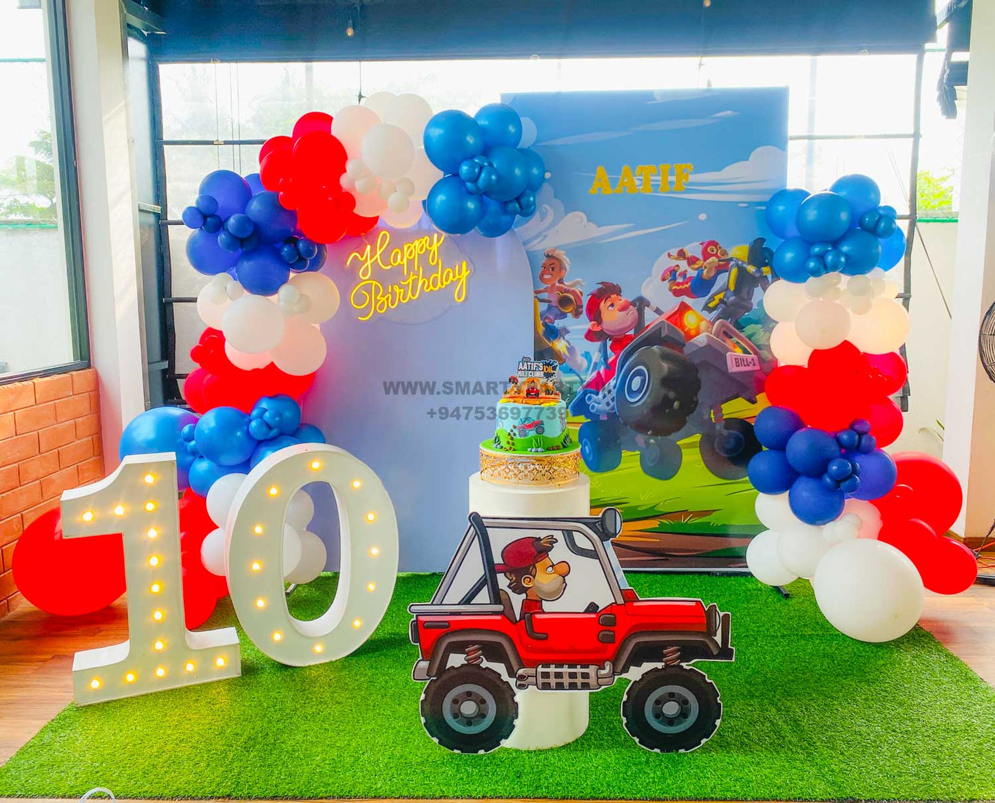 Hill Climb Racing Theme 10th Birthday Boy Flex Print