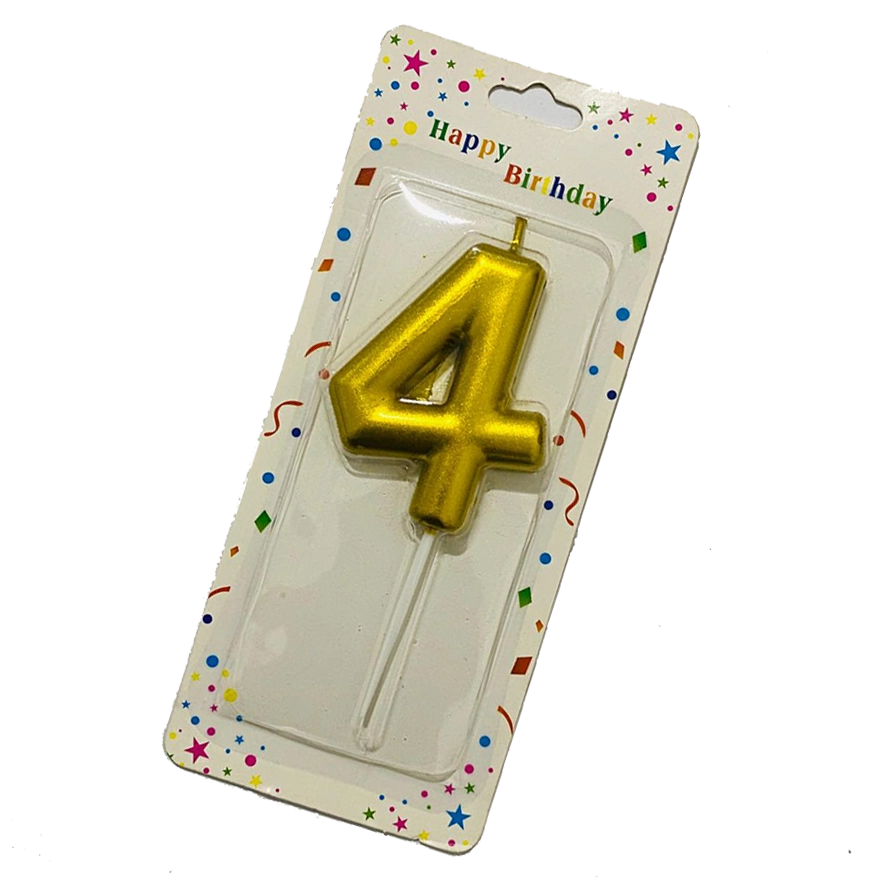 Mettalic Balloon Number Candle FOUR (4)