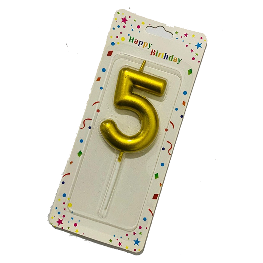 Mettalic Balloon Number Candle FIVE (5)