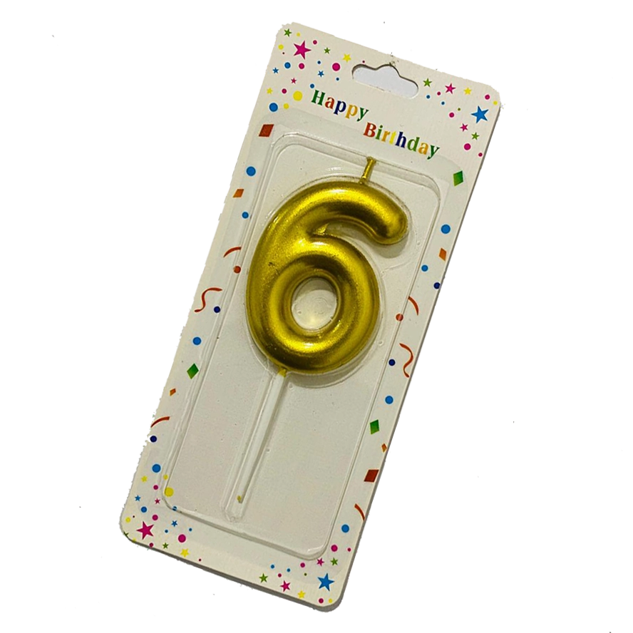 Mettalic Balloon Number Candle SIX (6)