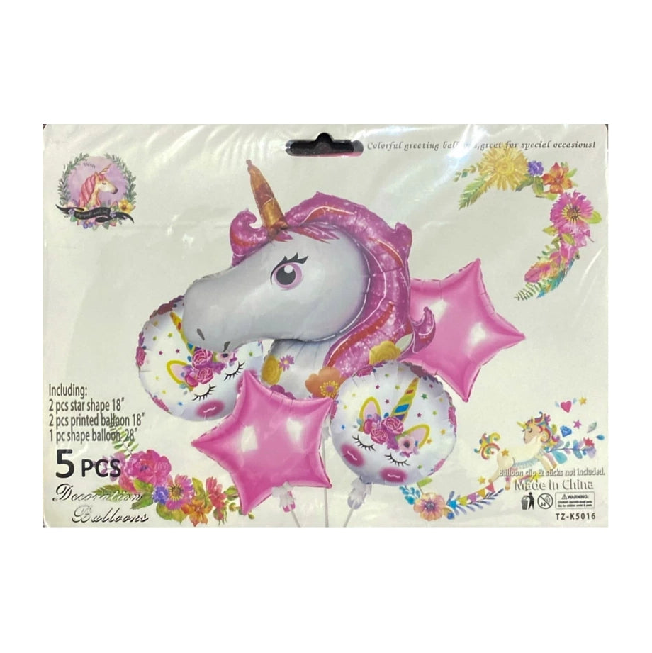Unicorn Theme Foil Balloon 5pcs Set