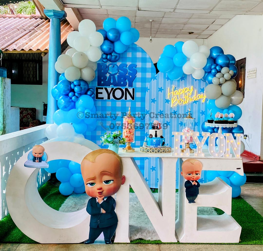 Boss Baby Theme with One Table 1st Birthday Backdrop