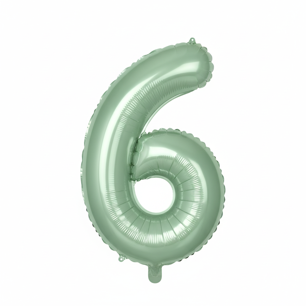 Pastel Green Number "6" Foil Balloon ඒකක් හදන්න