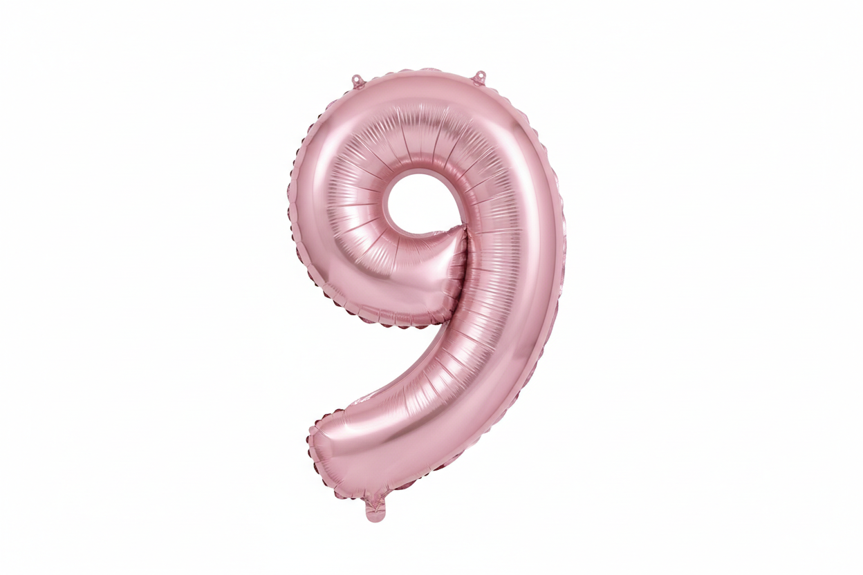 Pastel Pink Number "9" Foil Balloon ඒකක් හදන්න