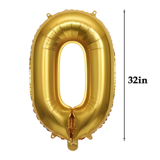 32 inch Number Foil Balloons – Gold / Rose Gold / Silver - Gold, 0