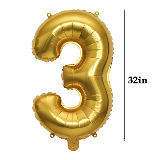 32 inch Number Foil Balloons – Gold / Rose Gold / Silver - Gold, 3