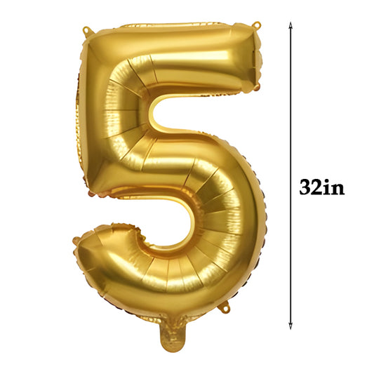 32 inch Number Foil Balloons – Gold / Rose Gold / Silver - Gold, 5