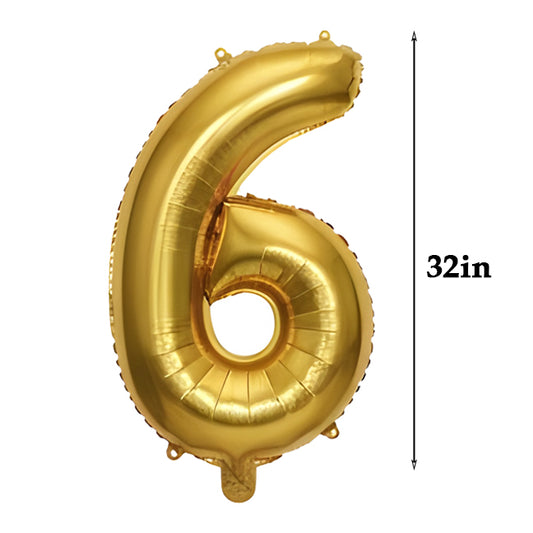 32 inch Number Foil Balloons – Gold / Rose Gold / Silver - Gold, 6