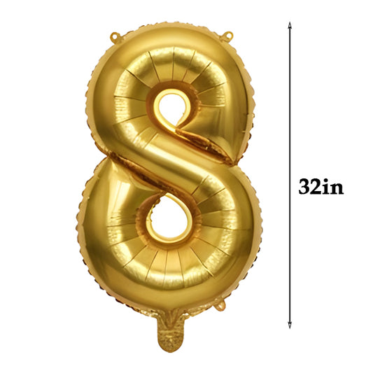 32 inch Number Foil Balloons – Gold / Rose Gold / Silver - Gold, 8