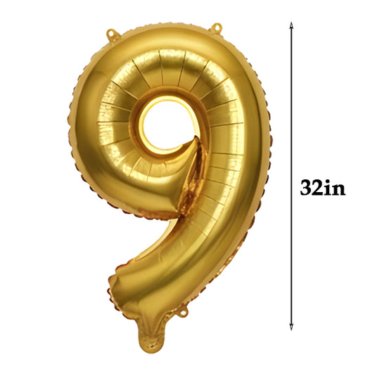 32 inch Number Foil Balloons – Gold / Rose Gold / Silver - Gold, 9
