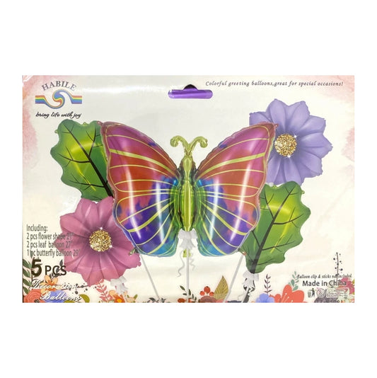 Butterfly Theme Foil Balloon 5pcs Set