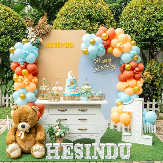 Teddy Bear Vintage Table 9 inch LED 1st Birthday Boy