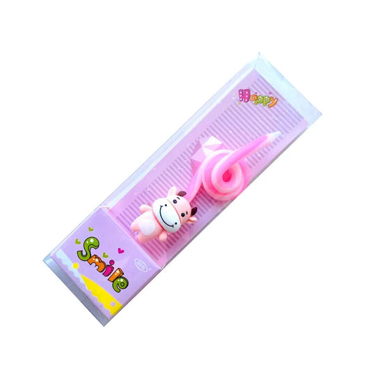 Zodiac Candle with Cute Cow - Pink