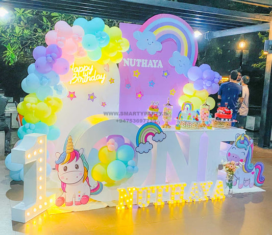 Unicorn Theme One Table 1st Birthday