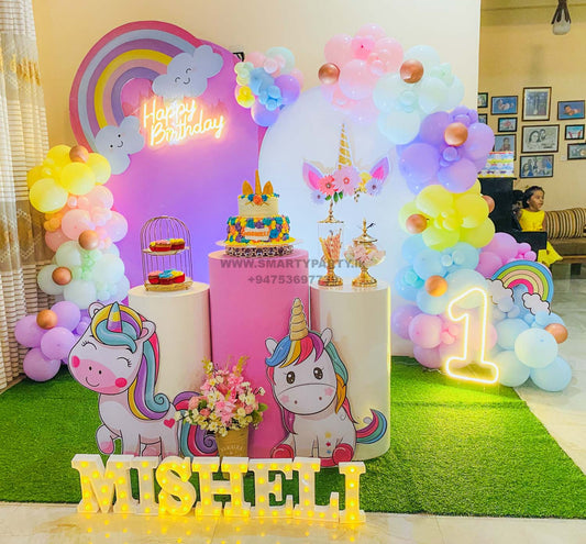 Unicorn Theme 1st Birthday Rainbow