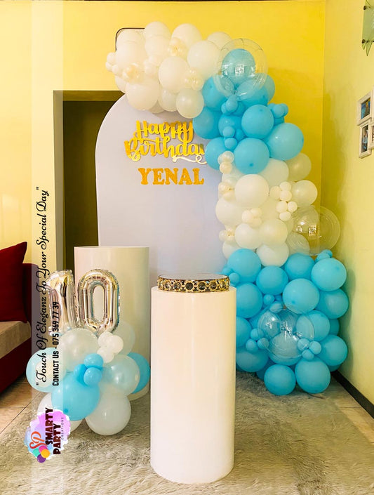 Blue White Bobo Balloons 10th Birthday Laser cut