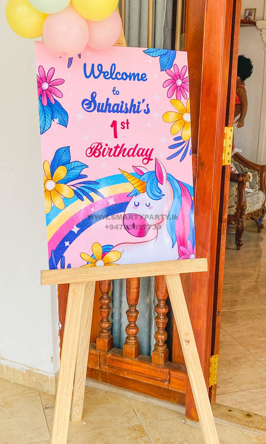 Unicorn Theme Birthday Welcome Board