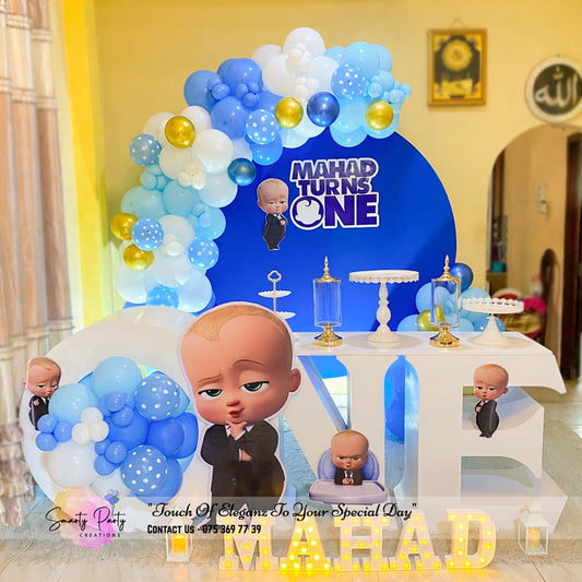 Boss Baby Theme with One Table 1st Birthday Backdrop