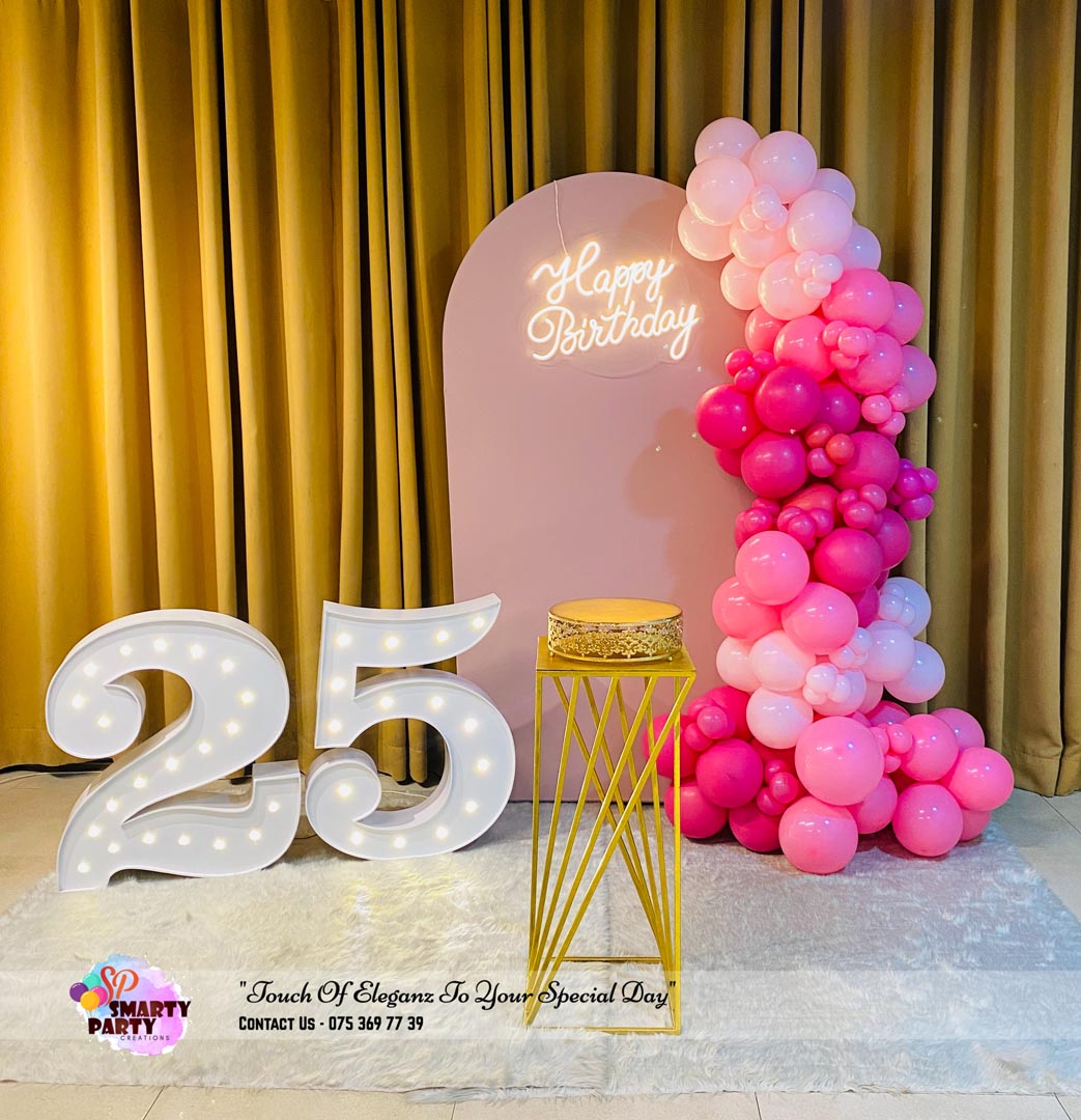 Pink 25th Birthday Marque HBD Neon