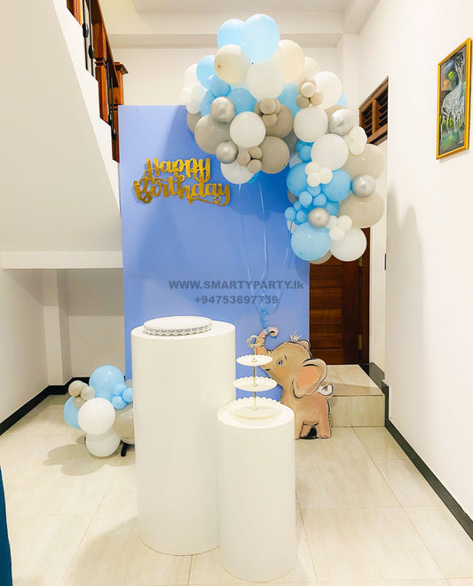 Baby Elephant Theme 1st Birthday Boy HBD Laser Cut