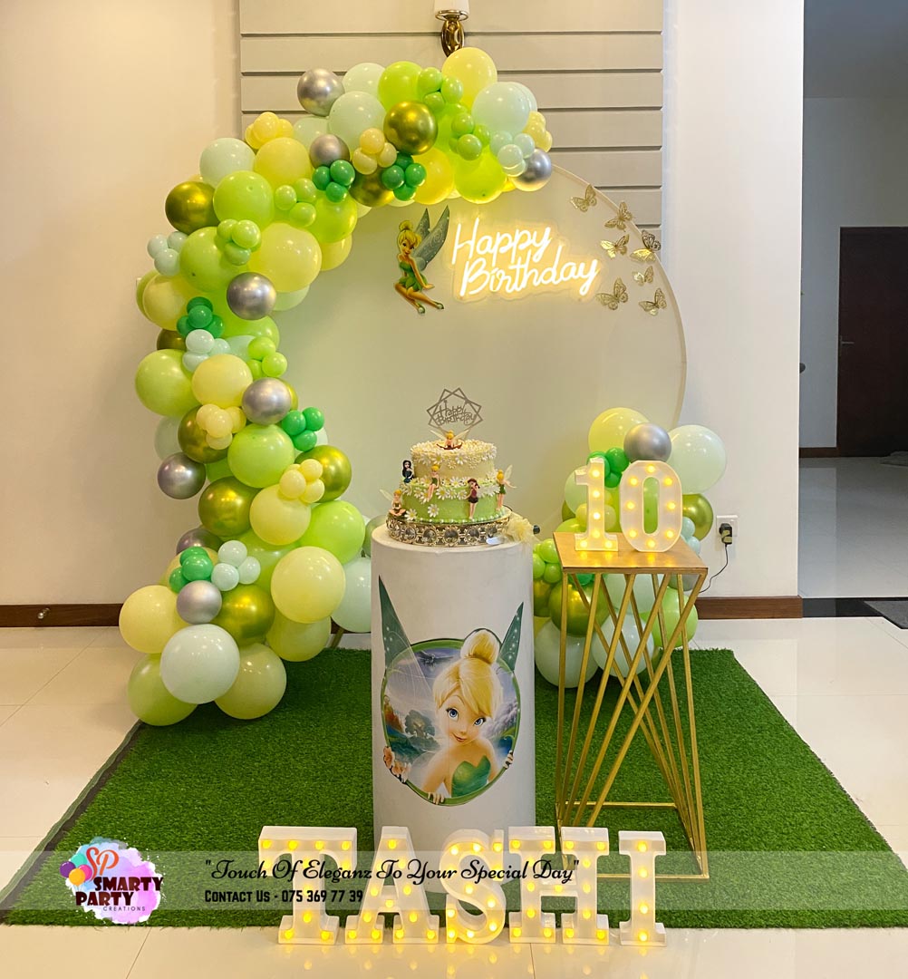 Fairy Theme Tinker Bell 1st birthday Green Yellow White 10th Birthday