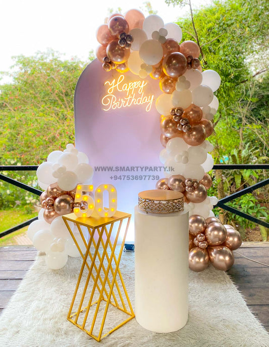 Rose Gold White Balloons 50th Birthday