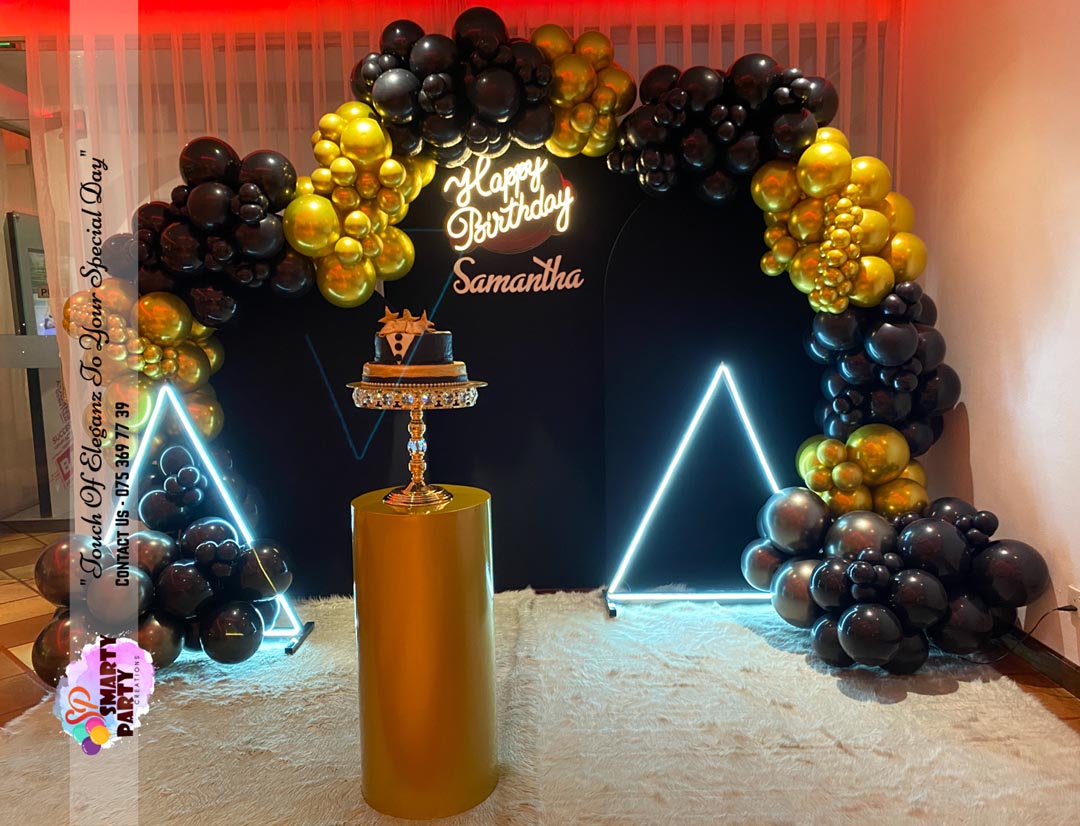 Black Gold HBD Neon Gold Pillar 3 Arch