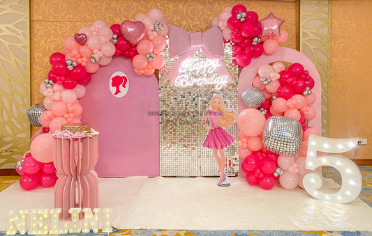 Barbie Theme with shimmer wall 5th Birthday