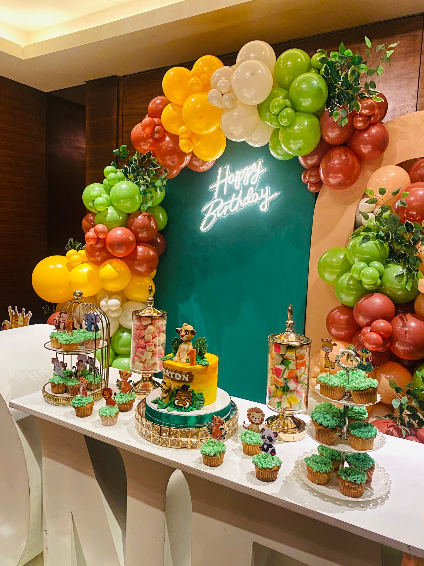 Lion King Theme 1st Birthday with One Table