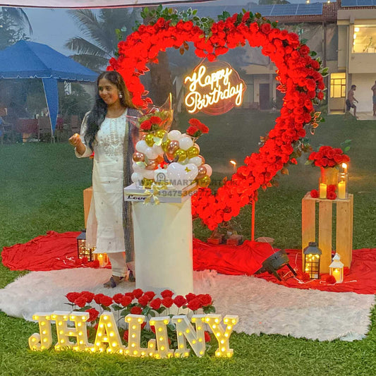 Hart Shape Flower Backdrop Birthday deco