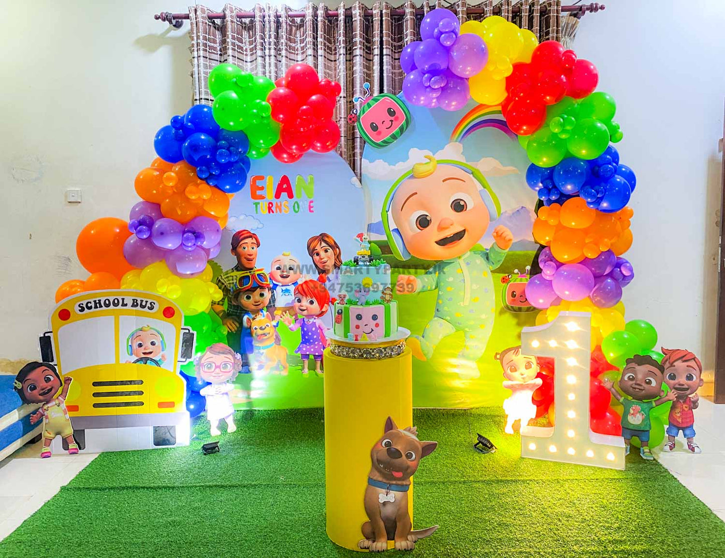 CoComelon Theme 1st Birthday with Flex Backdrop