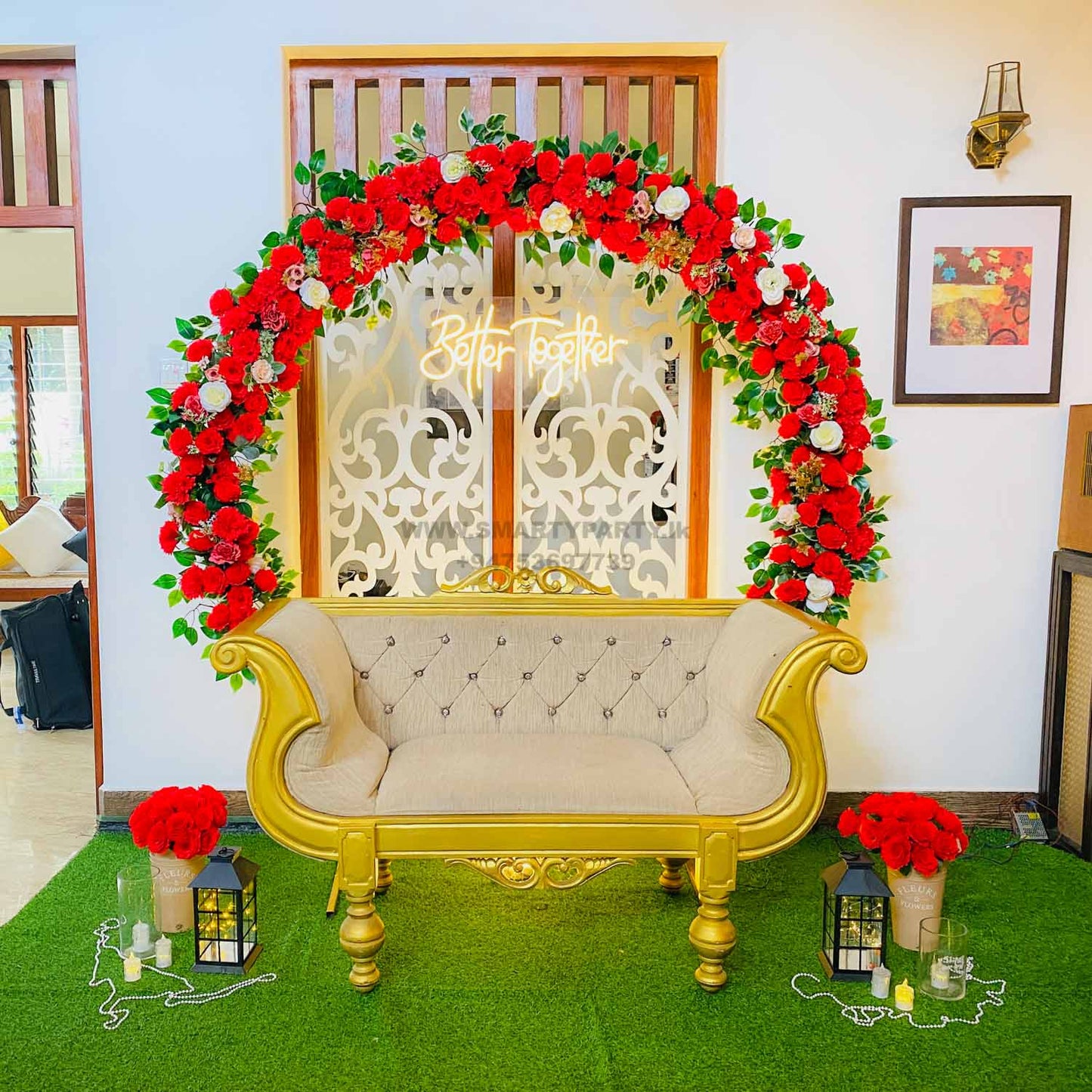 Wedding Home Coming Backdrop Red Flower