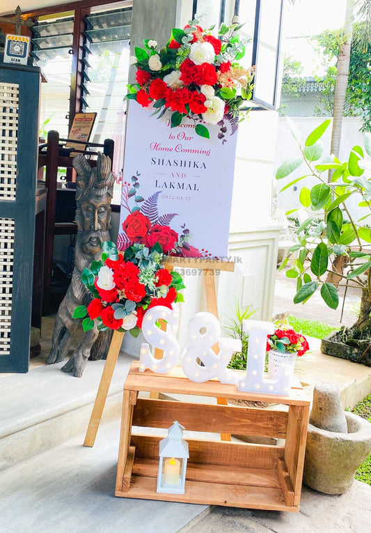 Wedding Home Coming Welcome Board with Flower