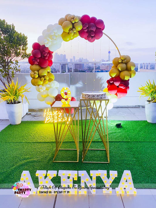 Red white Gold Balloons Ring Backdrop 9inch LED Letter