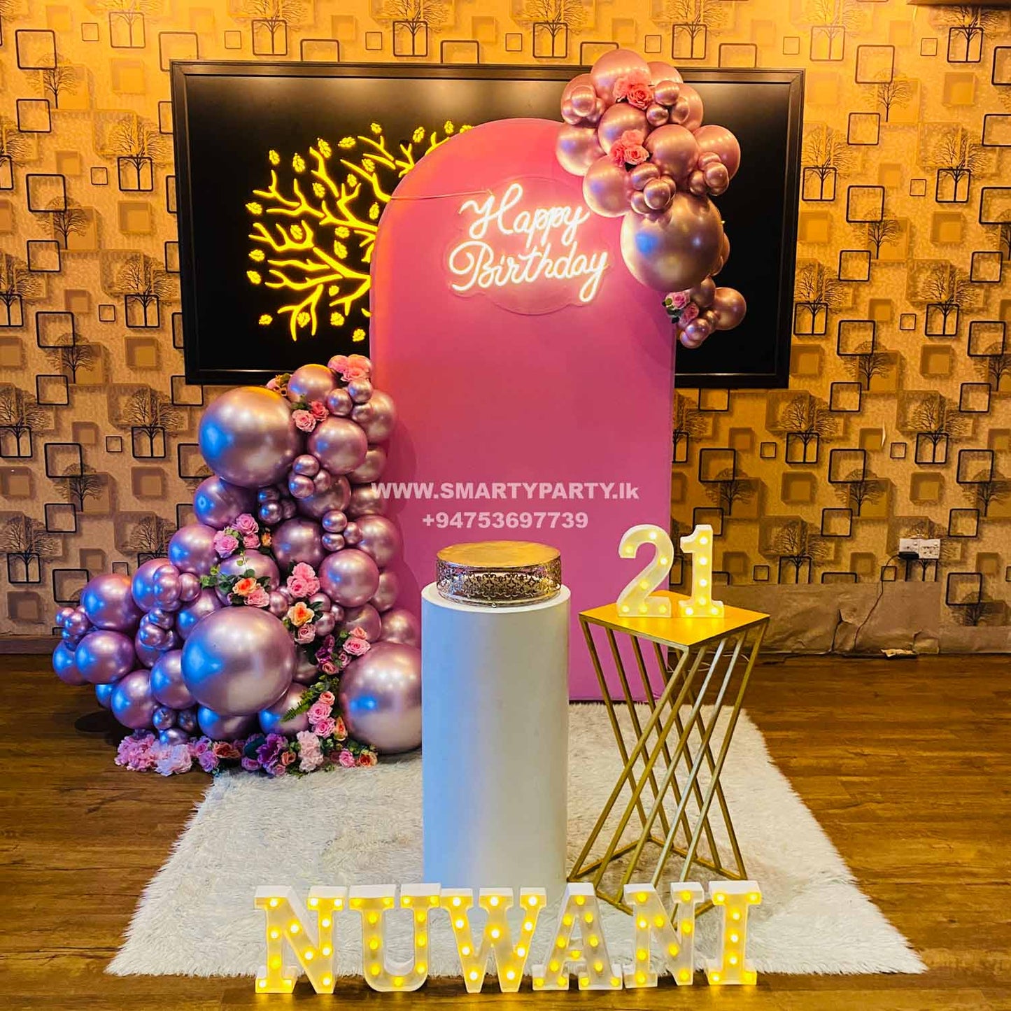 21st Birthday decor chrome balloons