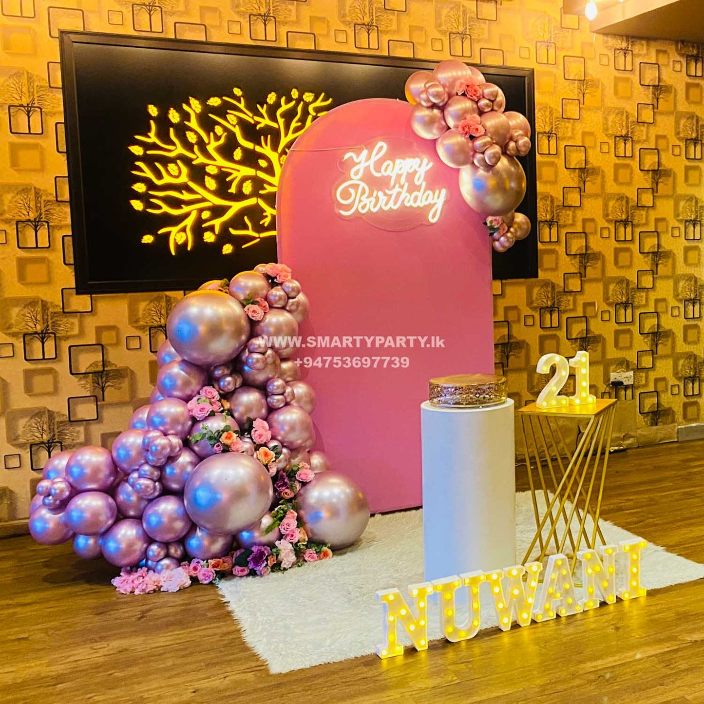 21st Birthday decor chrome balloons