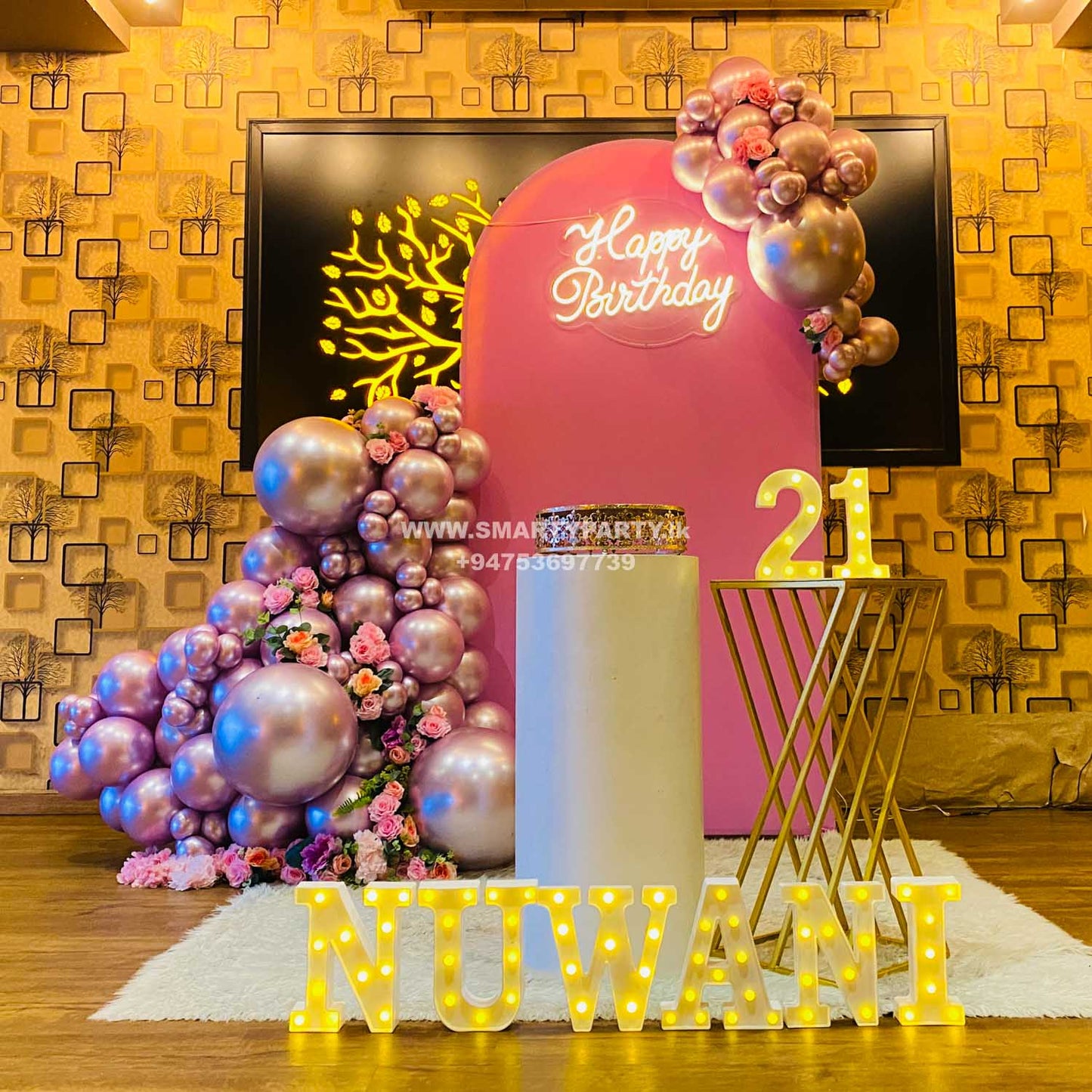 21st Birthday decor chrome balloons