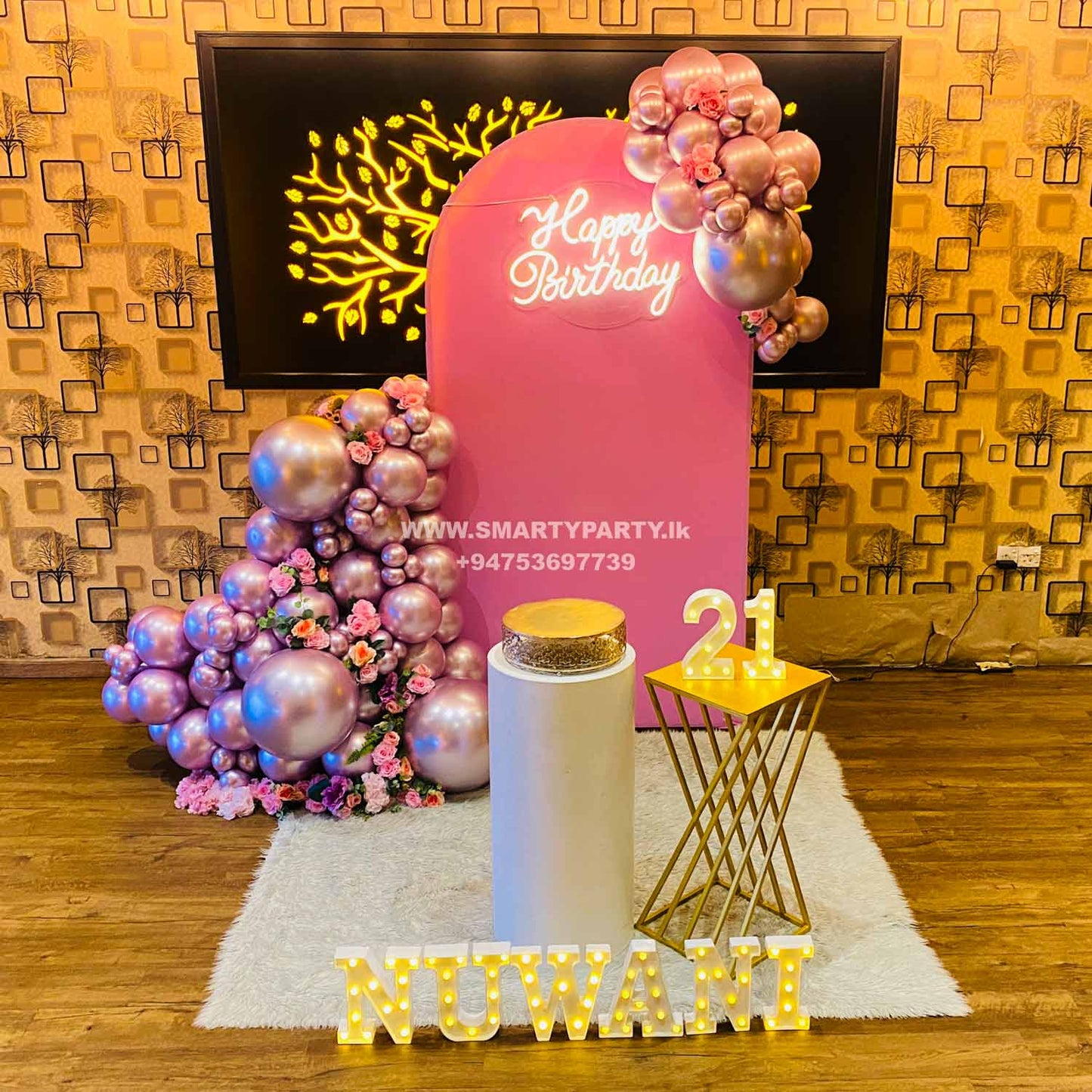 21st Birthday decor chrome balloons