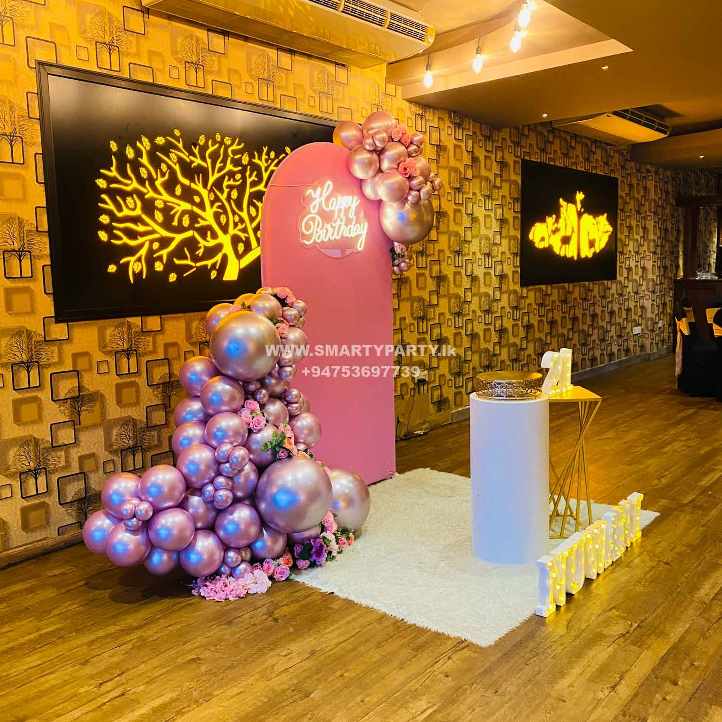 21st Birthday decor chrome balloons