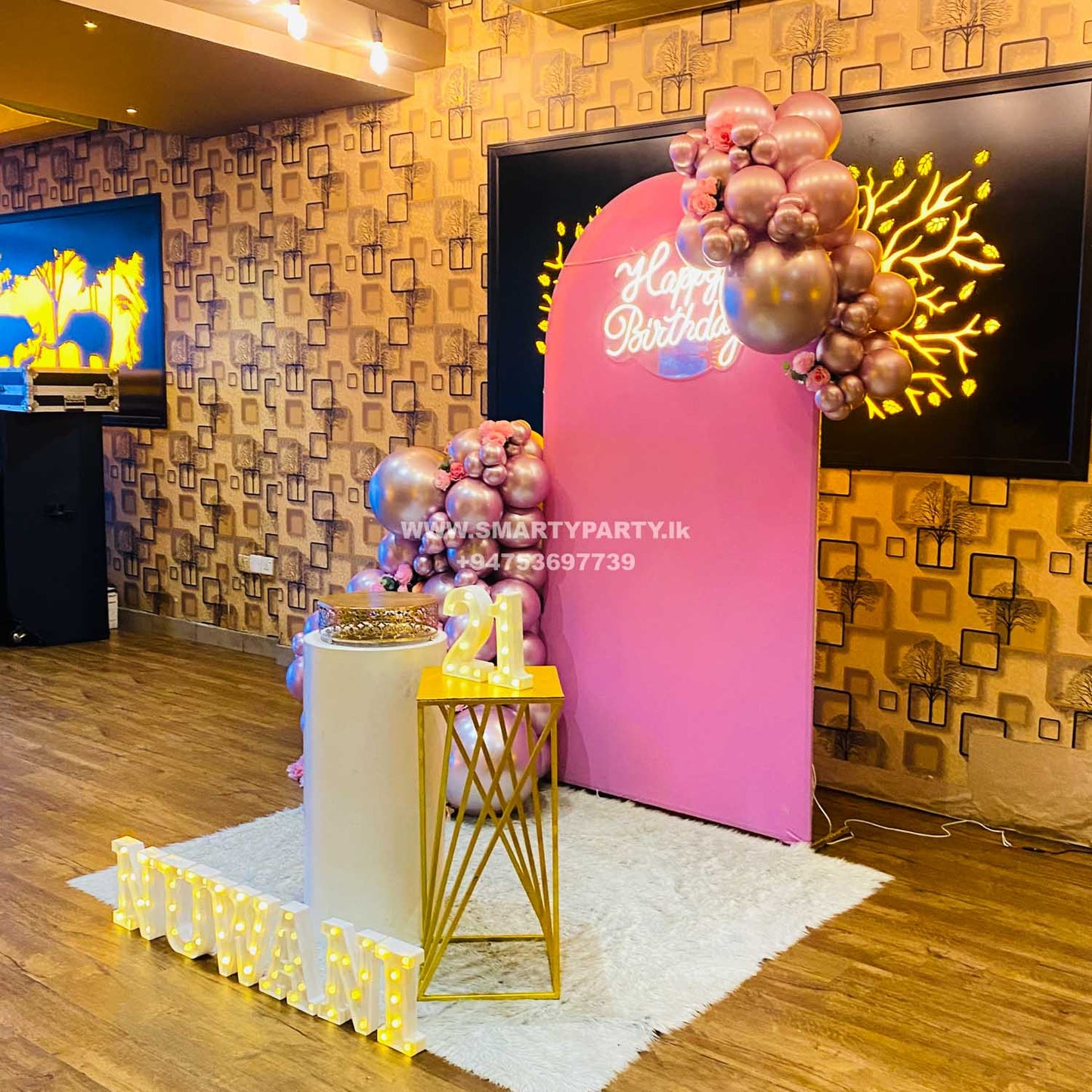 21st Birthday decor chrome balloons