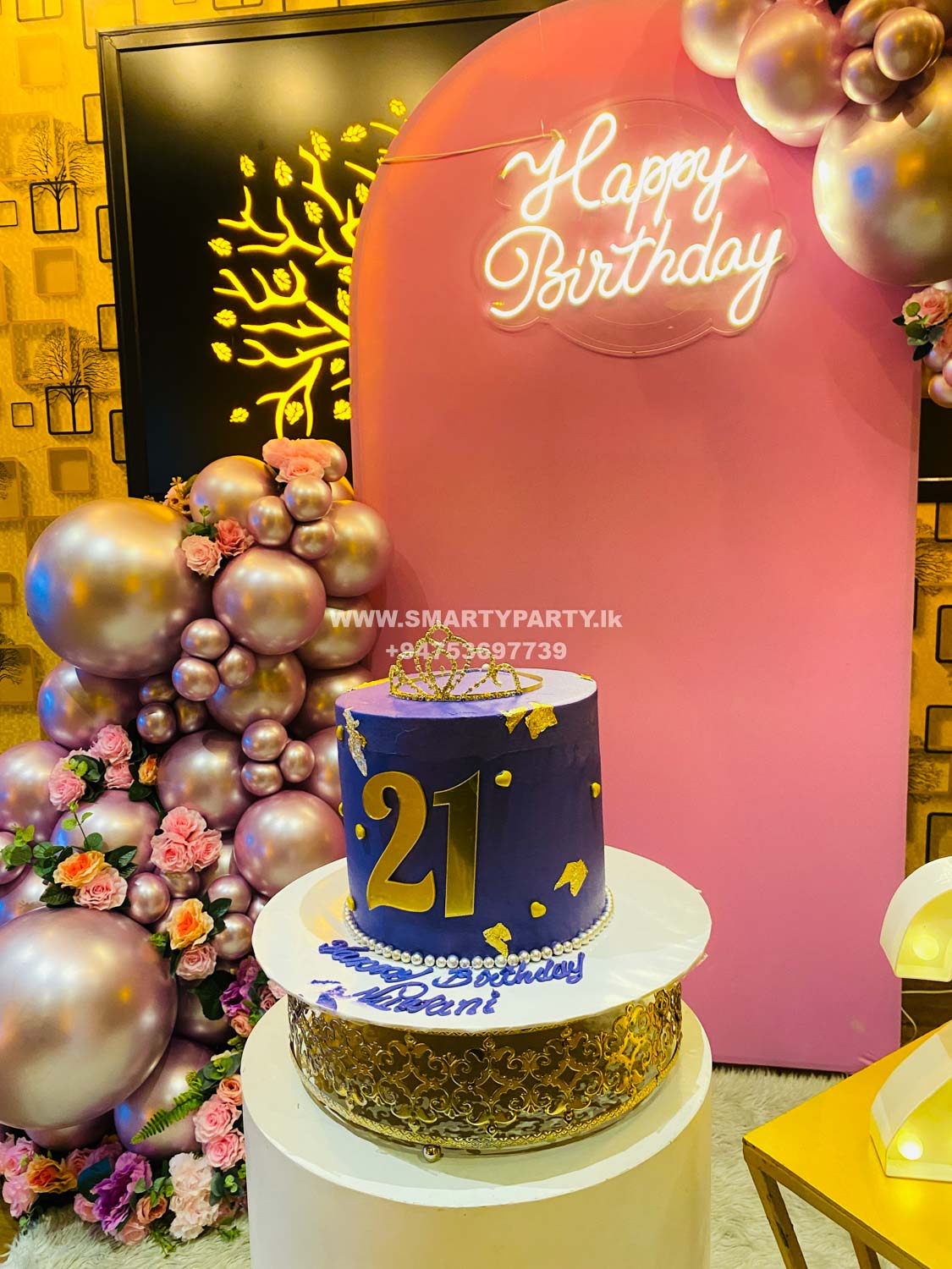 21st Birthday decor chrome balloons